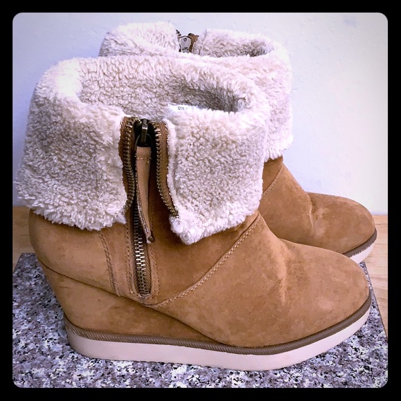Bershka Shoes Betshka Brown Winter Wedge Boot Size 9